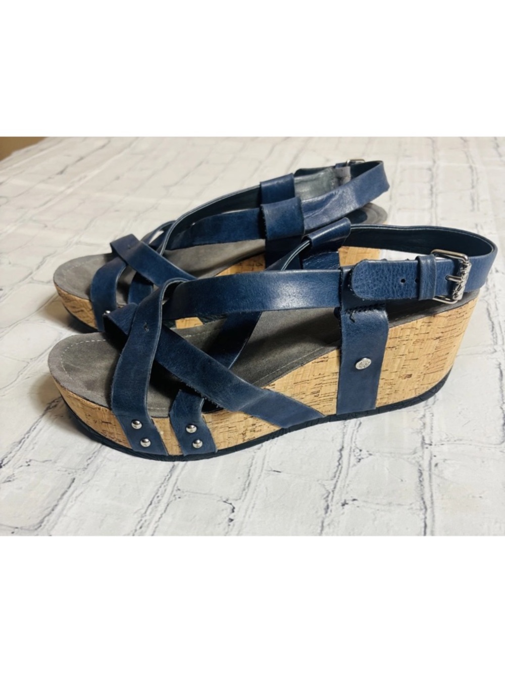 Bussola Formentera Fay Women's US 9 Olimpia Navy Platform Wedge Sandals EU 40 - Picture 11 of 11
